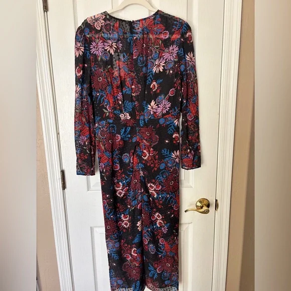 Veronica Beard Floral Long Sleeve Black Raylee Dress Women’s Size 10 New - Picture 2 of 11